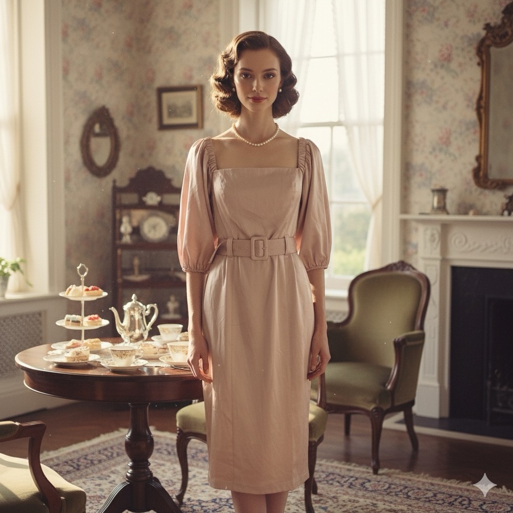 Premier Amour Blush Pink Satin Puff Sleeve Dress